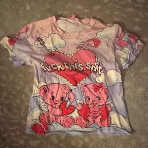 Sugar Thrillz Pink and White Heart Graphic Tee